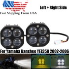 2X Led Headlight For Yamaha Banshee 350 Yfz350 2002-06 Lens Bulb Light Aluminum