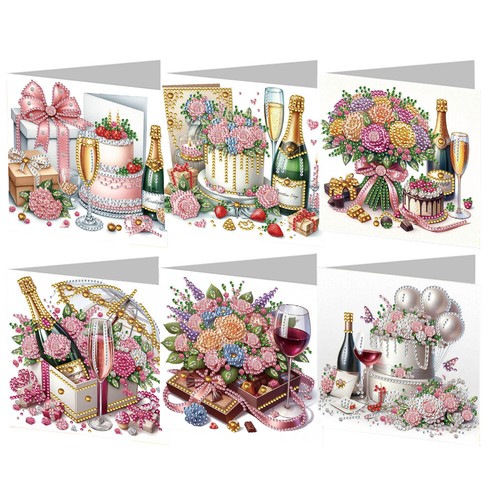 6 Stck. Liebe Blume Geschenke Diamond Painting Grußkarte für Urlaub Party Gastgeschenke - Bild 9 von 24