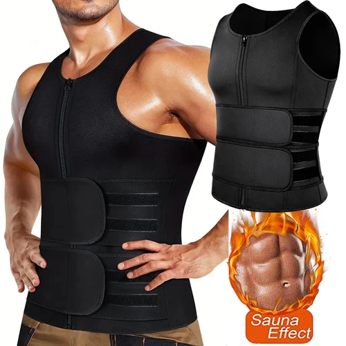 Men Body Shaper Waist Trainer Sauna Sweat Tank Abdomen Fat Burning Shapewear - Picture 1 of 23