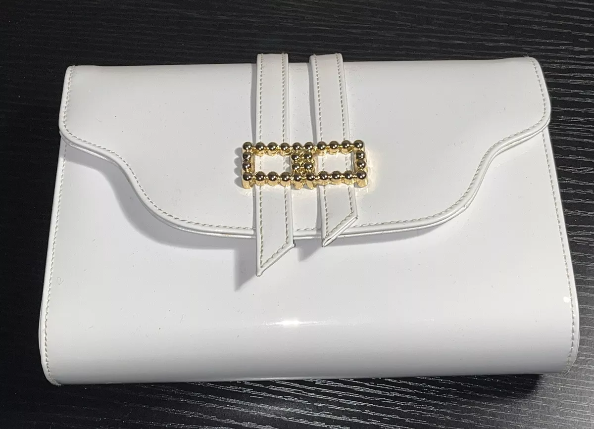 White patent leather clutch hotsell