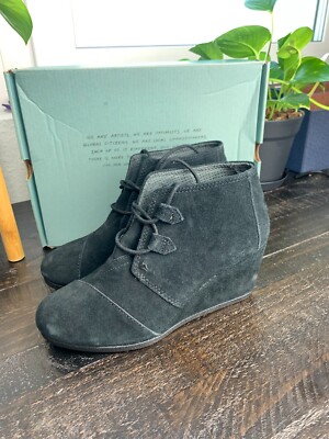 Toms Desert Wedge Toms Kala Wedge Bootie Black TOMS Kala Desert