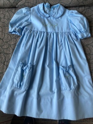 Vintage 1980s Toddler Girls Size 6x Blue Spring Easter Dress