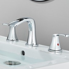 Chrome Widespread Waterfall Vanity 3-Hole Bathroom Sink Faucet with 2-Handle