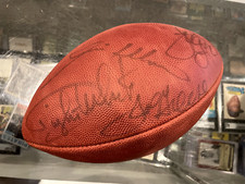 STEEL CURTAIN STEELERS JOE GREENE GREENWOOD HOLMES WHITE SIGNED FOOTBALL A.P.E.