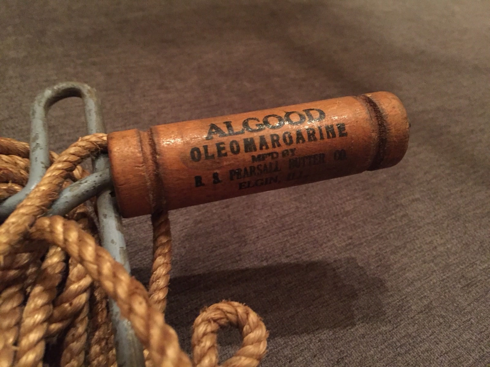Advertising Wood Grips on utility rope Elgin Nut Margarine Algood