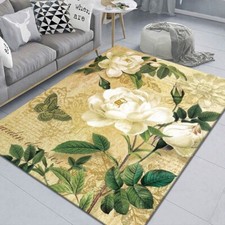 Retro Gardenia 3D Print Non-Slip Corridor Carpet Bed Rug Living Room Bedside Mat