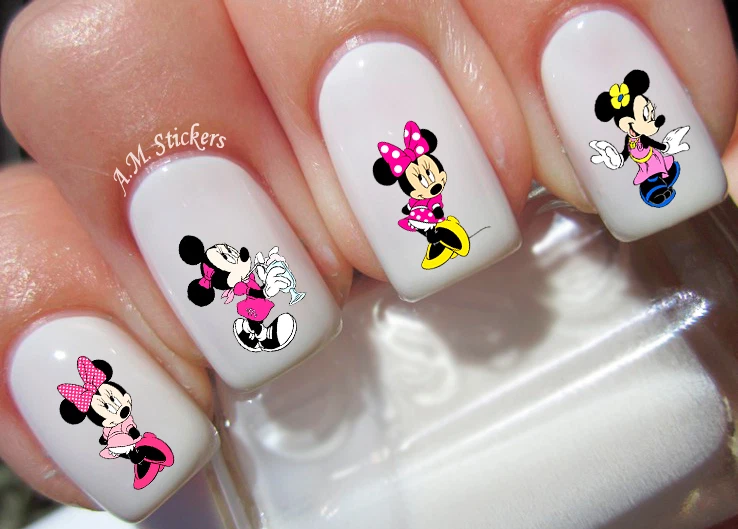 HANDMADE Minnie Mouse Nail Art Stickers Transfers Decals Set of 48 - A1235