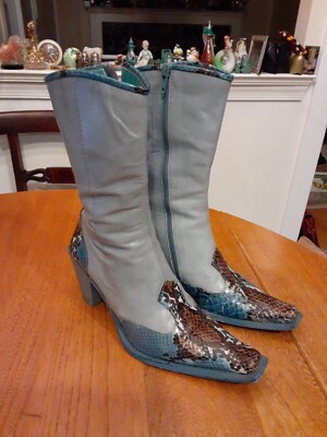 Enzo Angelioni Baby Blue Python Boots Sz 1/2