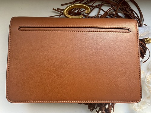 $ 3K OSCAR DE LA RENTA Designer Cognac Leder Clutch Tasche mit Fransen Neu im Karton - Bild 7 von 12