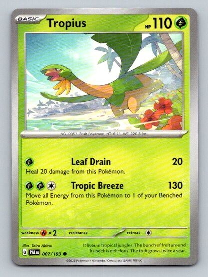 2023 Pokemon Card Paldea Evolved Tropius 7/193