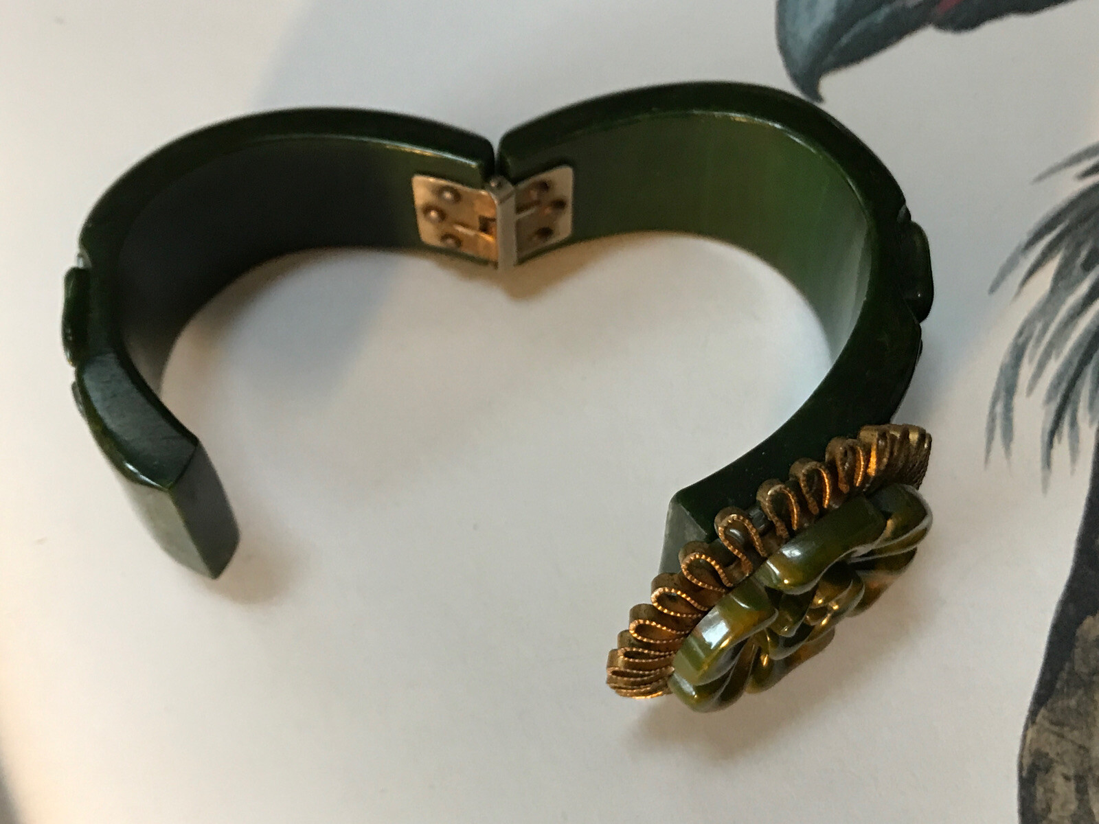 Vintage Bakelite Clamper Bracelet Wire Flower End Of … Gem