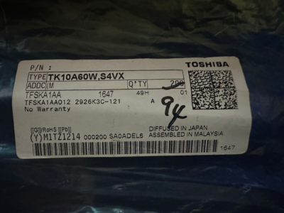5X TK10A60W,S4V K10A60W TOSHIBA N-Ch Power MOSFET 600V 9.7A 380mΩ