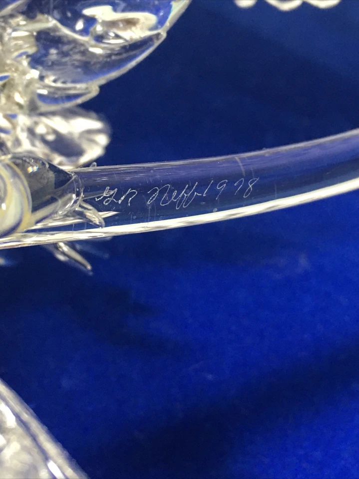 "Topper de pastel de boda de vidrio artístico vintage firmado por el artista Gerald R. Neff 1978 9""H" Foto 2 de 4