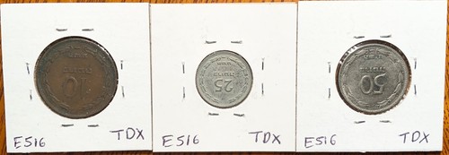Lotto monete Israele: 1949 - 10 Pruta, 1949 - 25 Pruta e 1954 - 50 Pruta - Foto 2 di 2