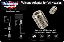 Volcano V6 Nozzle Adapter: Use Your V6 Hotend Nozzles With Your Volcano Hotend