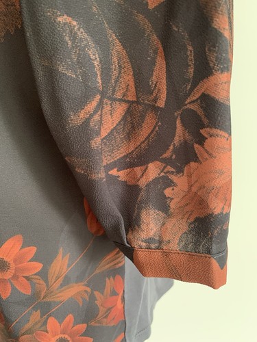 Ladies Next Orange & Brown Floral Top 3/4 Sleeves Size 10 Autumnal Spring - Picture 3 of 9