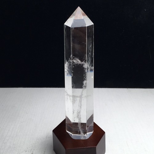 0.63LB Top Natural Clear Quartz Obelisk Crystals Point Reiki Tower Wand+stand - Picture 5 of 6