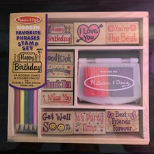 MELISSA  DOUG Wooden Favorite Phrases Stamp Set NEW Sealed