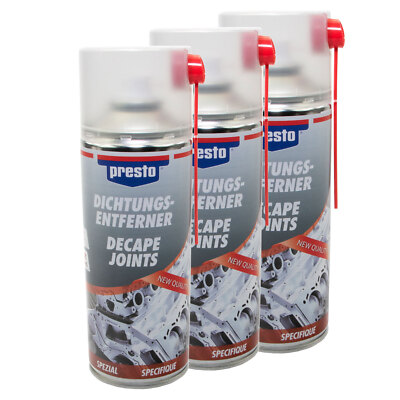 Presto 3x 400 ml Dichtungsentferner Spray Dichtung Klebstoff Öl Entferner 157080