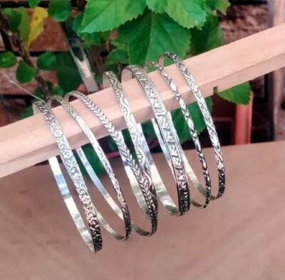 7 Set Bangles 925 Solid Sterling Silver Bangle Bracelet For