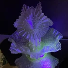 Fenton Epergne 3 Horn Iridescent 95th Anniversary Ruffle Edge Peach Glass Glows