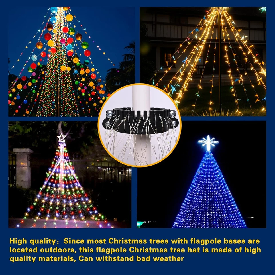 Clamping Christmas Tree Flag Pole Mega Topper Light Hook,Outdoor Decoration for  - Image 2 of 4