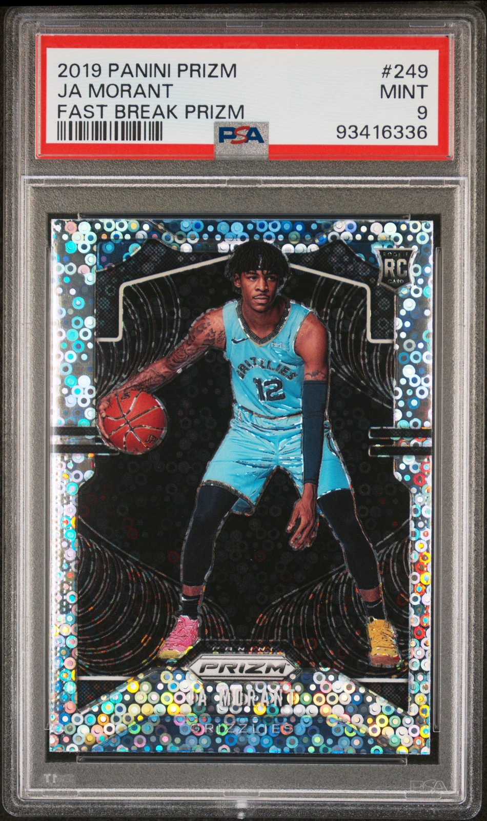 2019-20 Prizm Basketball Ja Morant #249 Rookie RC Fast Break Silver PSA 9