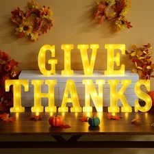 10 Pcs Large LED Letter Sign LED Lights Battery Powered Give Thanks