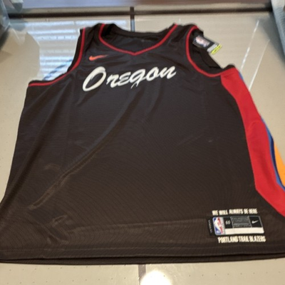 #ad Nike NBA Portland Trail Blazers Black Red Blue Oregon Jersey Size 60 3XL $41.00