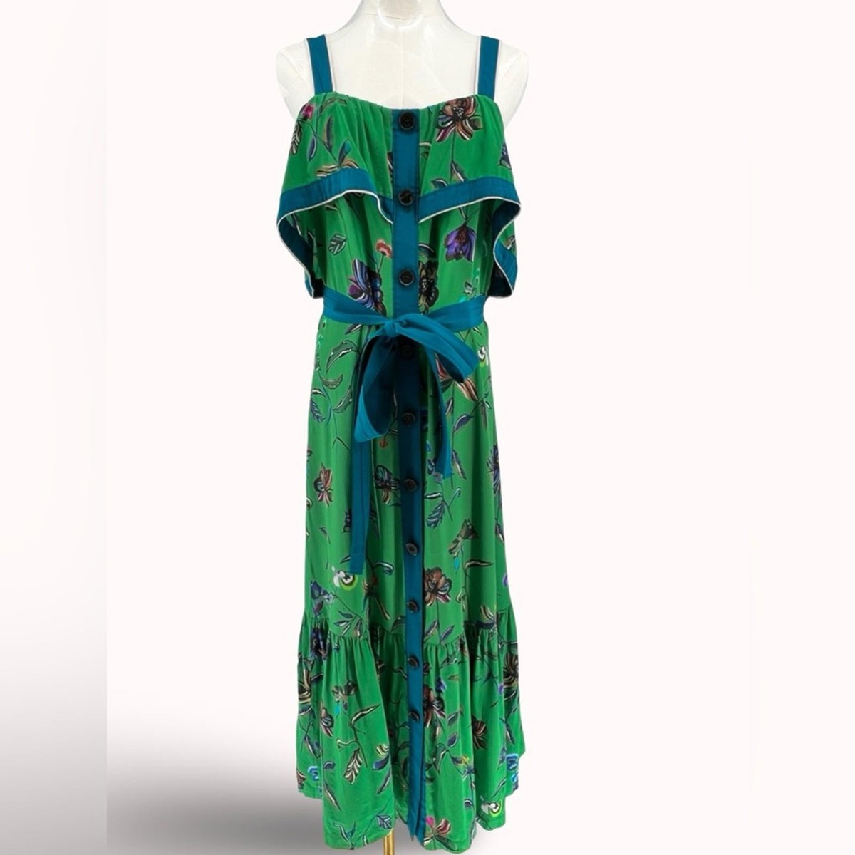 DEREK LAM 10 CROSBY - Floral Silk Ruffle Cami Dress