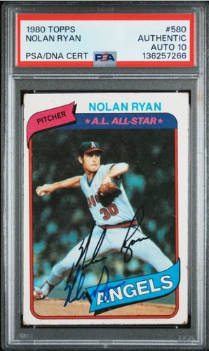 1980 Topps Nolan Ryan HOF Signed Baseball Card PSA/DNA Certified Auto 10