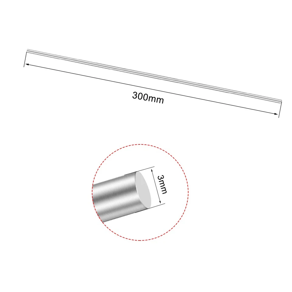 1pc Axe acier Inox tige ronde 300mmx3mm Pour voiture RC DIY Partie Modèle - Photo 2/3