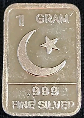 1 Gram .999 Fine Silver Art Bar Ingot. Moon & Star . Fun Way Dip Into Investing.