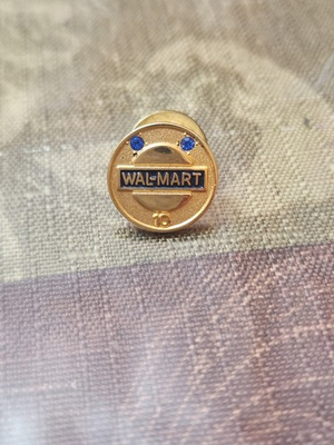 #ad #ad Wal Mart 10 Year Employee Service Award Lapel Pin 1 20 12K Gold 2 Blue Stones $18.99