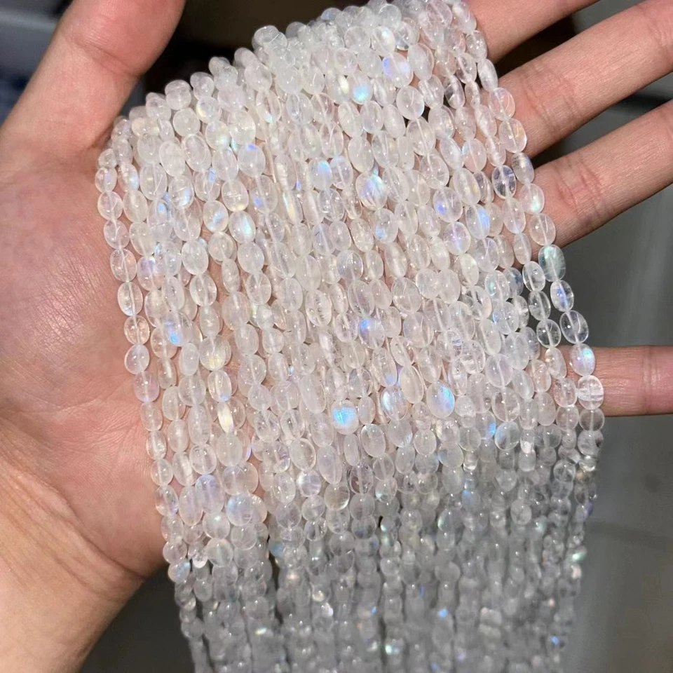 High Quality Oval Sri Lanka Natural Blue Moonstone Beads for Jewelry Making DIY - Image 2 of 4