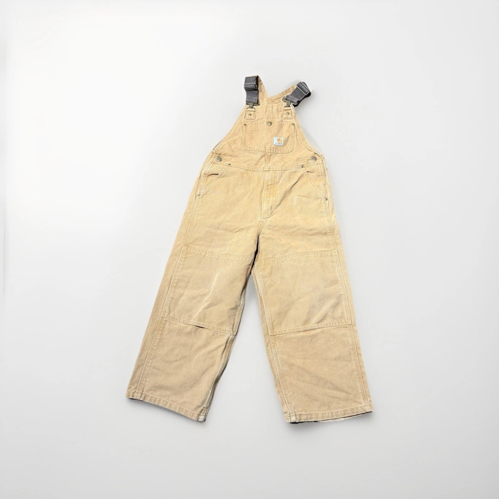 Carhartt Bib Overalls Size 8 Youth Duck Canvas Double Knee Workwear