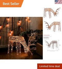 Durable 24" Grazing Reindeer with 50 LED Lights - Ideal Holiday Yard Decoration