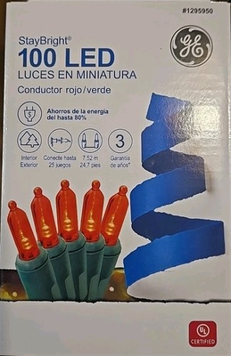 #ad #ad GE StayBright 100 Count 24.75 ft Constant Red Mini LED Plug In Christmas $13.99