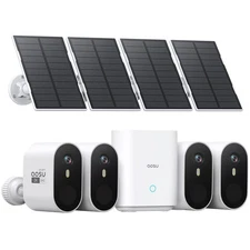 AOSU 3MP Solar Security Cameras Outdoor Wireless,Home Security System 4-Cam Kit