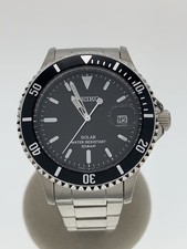 SEIKO Solar Watch Analog BLK SLV V157 HAD0