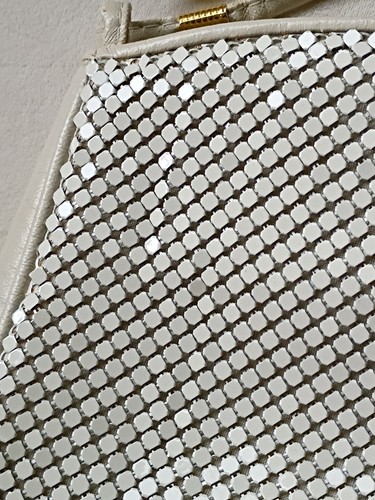 Vintage Whitting & Davis Mesh Pouch Small Handbag 19" Drop Ivory - Picture 2 of 10