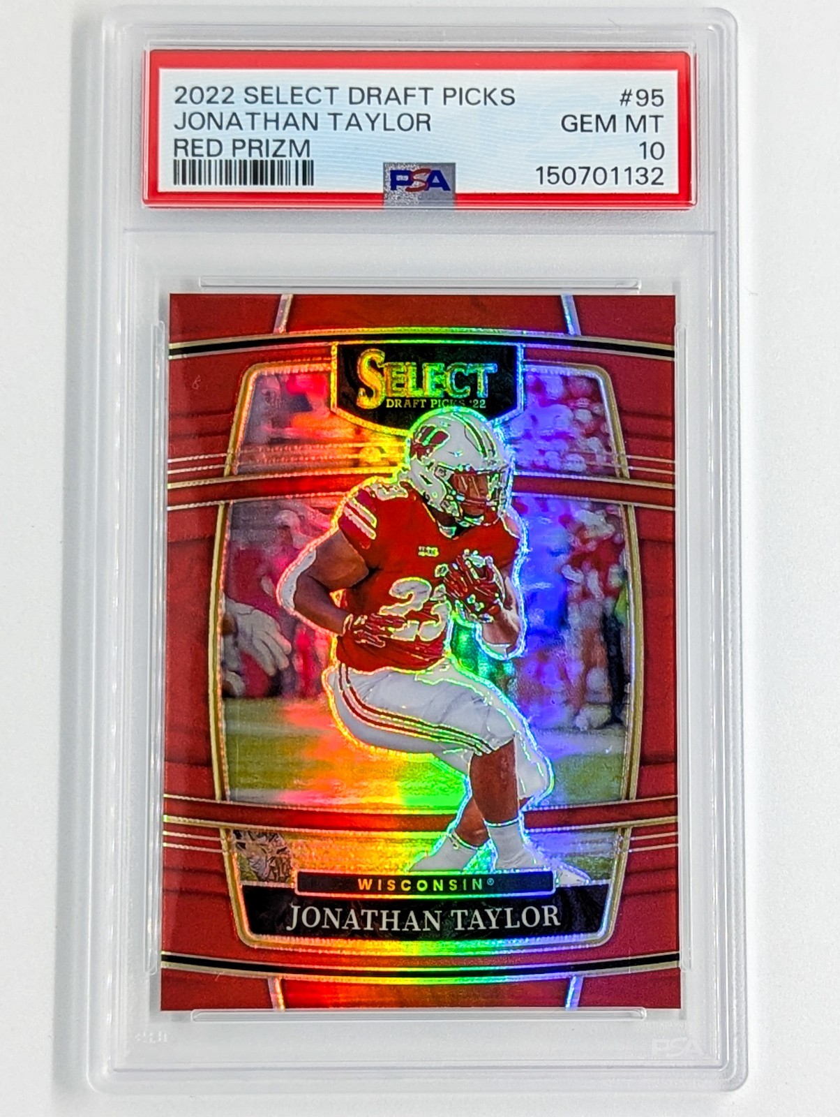 2022 Panini Select Draft Picks Red Prizm #95 Jonathan Taylor /149 PSA 10 Badgers