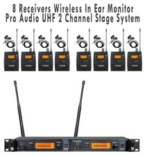 8 Receivers Wireless In Ear Monitor Pro Audio UHF 2 Channel Stage System