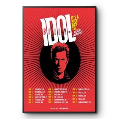 Billy Idol Tour Again 2026 Poster Red Sunburst It's A Nice Day Tour Dates