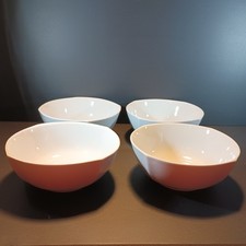 Denmark Tools for Cooks 4 Rounded Square White Porcelain Cereal Soup Bowls 6 ½”