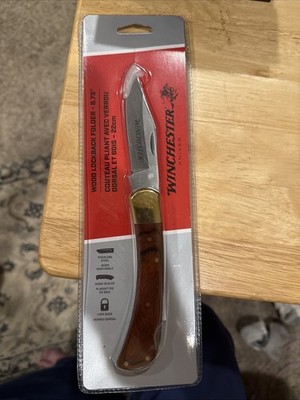Winchester 8.75  Wood Lockback Folder Knife 