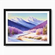 Frigid Serenity: A Winter Escape Ar Framed Wall Art Poster Canvas Print Picture