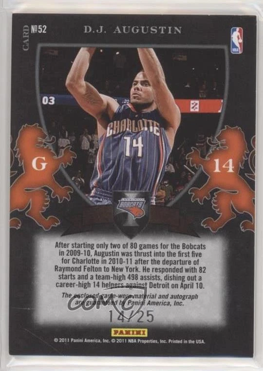 2010-11 Elite Black Box Crusade Memorabilia Signatures /25 DJ Augustin #52 Auto - Image 2 of 2