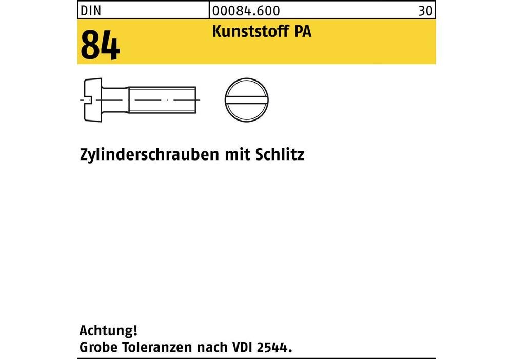 Reyher Zylinderschraube DIN 84/ISO 1207 Schlitz M 6 x 70 Полиамид