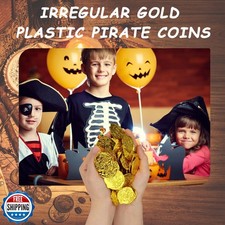 LVYOUIF 100 PCS Pirate Gold Coins Plastic Play Treasure Coins Pirate Treasure...